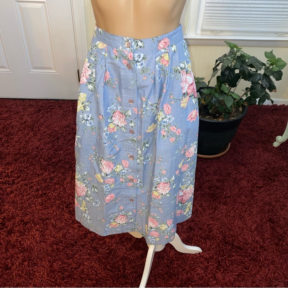 ALFRED DUNNER PALE BLUE COTTAGECORE MIDI SKIRT
